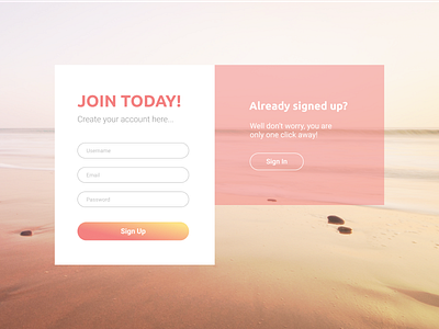 Sign Up - Daily UI #001 beach daily ui peach sign up ui