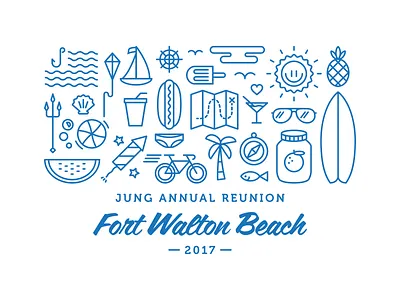 JAR 2017 aviators fireworks fish hot dog orange palm tree pineapple popsicle summer sun surfboard trident