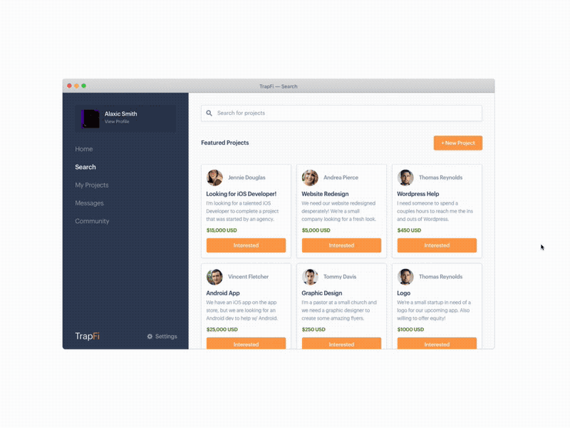 Search View (Work in Progress) mac modal pop up results search
