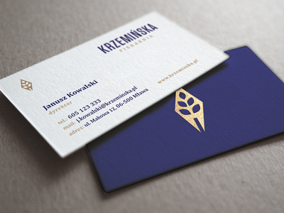 Krzemińska bakery artisan bakery bread business card ear gold logo mark wheat