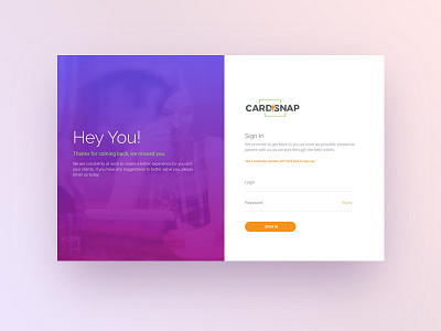 Cardsnap sign in ui website