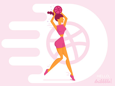 Hello Dribbble debut first shot game hello dribbble illustration pink