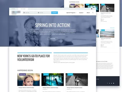 Volunteer site home page blue card header hero home landing volunteer