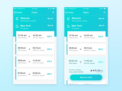 Design Concept for Skyscanner app air app blue card concept flight ios skyscanner ticket travel uidesign uxdesign