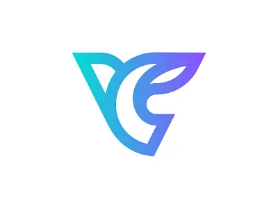 VC monogram brand identity branding freedom freelancer designer logo icon mark minimalistic peace gradient colorful personal bird dove v c letter vc monogram lettering