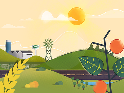 farm concept farm graphic design mountain vector village