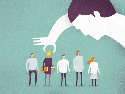 Perfect Match character employee flat hire idea illustration lightbulb minimalist person select social enterprise texture