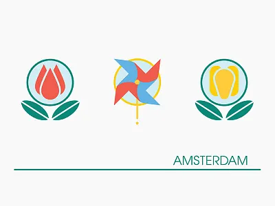 Amsterdam - icon amsterdam flat flowers graphic holland icon illustration simple tulips