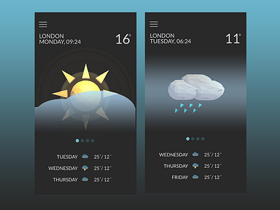 Wthr App app application design interface iphone low lowpoly pixelperfect poly weather