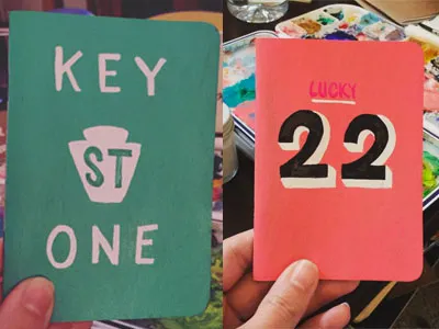 Custom Painted Scout books illustration keystone lettering lucky notebook painted painting scout books signpainting sketchbook typography
