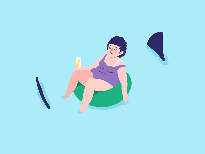 Shark attack after effects animation attack bathing chilling lady loop ocean shark summer water