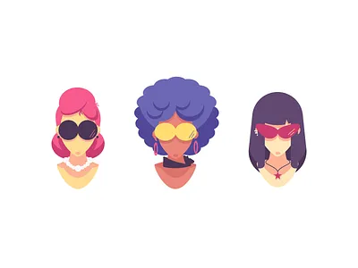 Avatars angels avatars colors female graphic design hairstyle heads illustration sunglasses