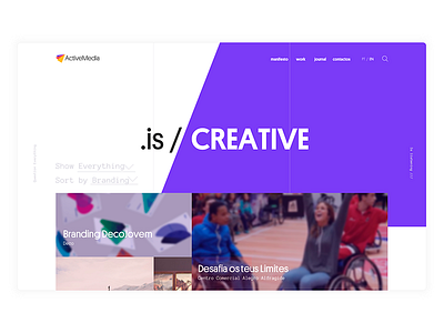 ActiveMedia .is/ concept digital dropdown items main page portfolio site studio ui ux web website