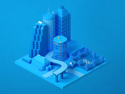 ISO ATL 3d c4d city design iso isometric monochrome