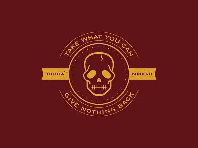 Skull badge fun gold illustration simple skull vector