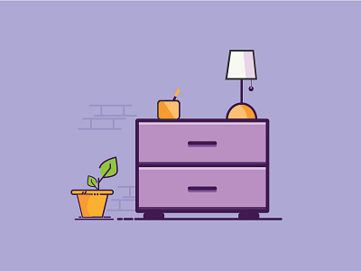 Flat Table Lamp flat ui design illustration purple shade table lamp