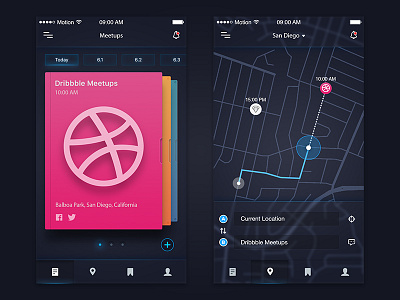 Meetups divers dribbble fluent glassy light list map meetups notebook party ui windows
