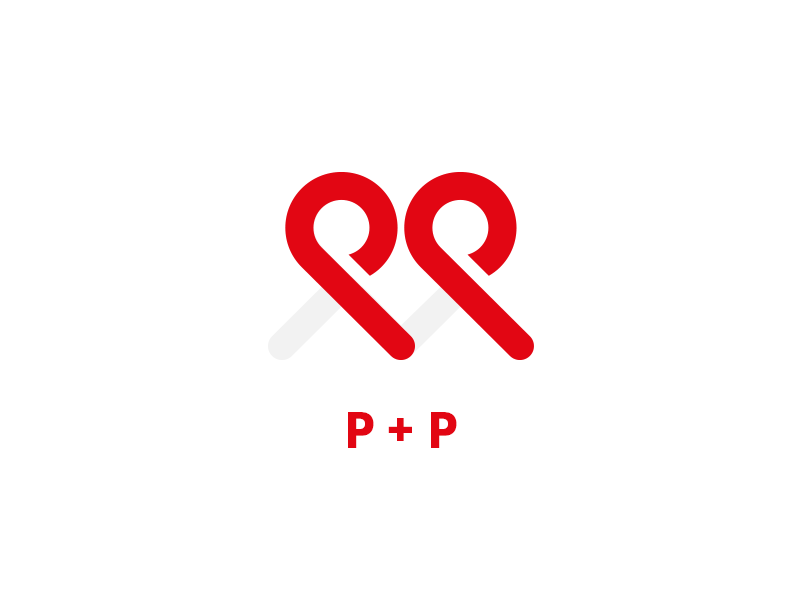 Fieldmarketing w/ a heartbeat grid heart logo monogram people pulse red stroke vector