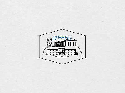 Destination Stamps Series: Athens acropolis athens badge caryatid greece icon illustration parliament parthenon stamp
