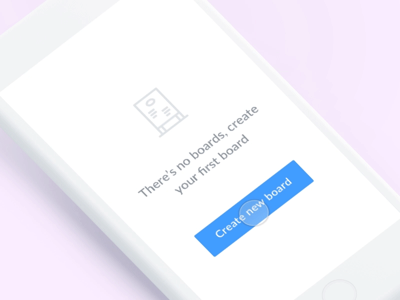 Create new board animation app board clean create date event fab gif navigation popup principle