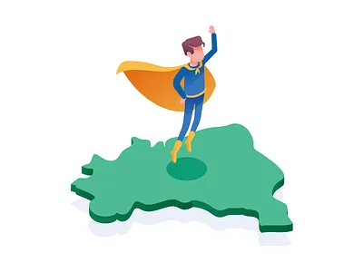 Scup - Super Customer brazil care client customer illustration isometric map scup social sprinklr super hero user