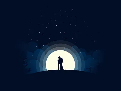 Couple on the hill cople hill illustration on the