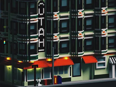 The Utah Hotel in SF 3d 8bit low poly magicavoxel pixels render san francisco sf utah voxel