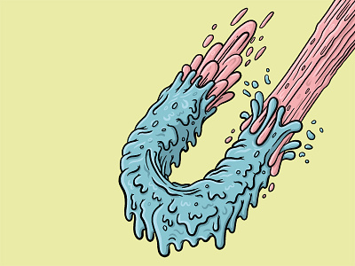 "U" for 36 Days of Type 80s blue drippy goo grime icing pink slime splash typography u