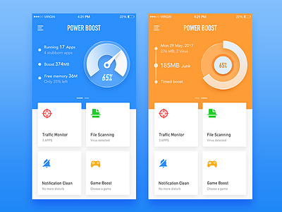 Power Boost dashboard； icons