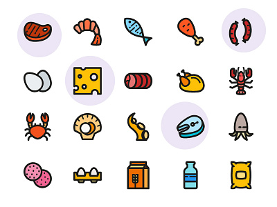 Raw Foods Icons cheese fish food hotdog icon icon design icons milk restuarant