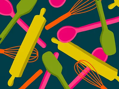 100 days of prints and patterns [45] baking colorful digital graphic hand drawn kitchen neon pattern pattern design print surface design vector