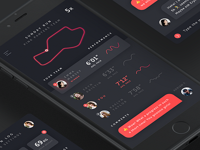 Dark Run 🏃 app dark mobile app run running sport team ui ux