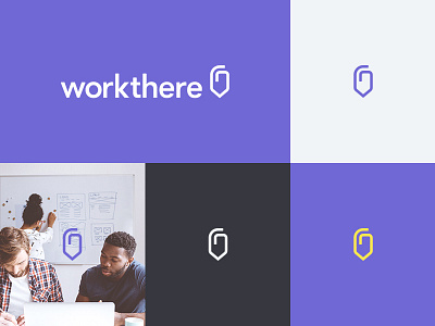 Workthere brand brand clean icon logo mark purple type