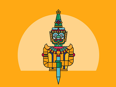 Thai warrior - Serie Thailand app flat god icon illustration logo thailand typography ui vector warrior web