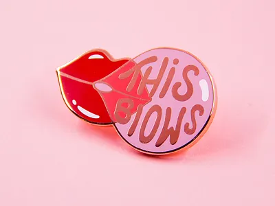 This Blows Pin bubble gum design illustration illustrator letter lettering lips mail stamp type typography vector