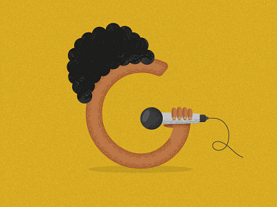 G is for: Gil Scott-Heron afro funk g jazz letter poet revolution singer soul type yellow