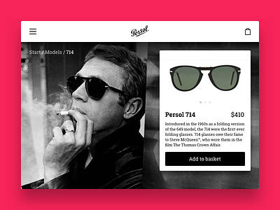 Daily UI #12 - E-Commerce (Single Item) 012 daily dailyui e commerce persol sunglasses ui