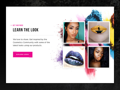 Cosmetics Brand - Featured Looks clean colorful design edgey flat minimal modern pink simple ui ux web