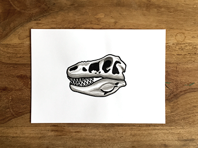 T Rex art bones dead dinosaur drawing illustration skull trex wood