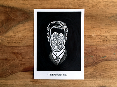 Thinking Of You black empty face hair head illustration love man rose wood