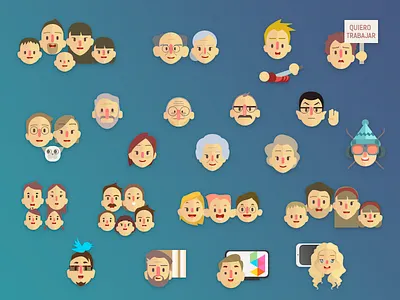 A lot of people characters class crowd faces icon illustration infographics people typology