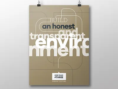 Sarava Core Value #3 company culture idea new idea poster sarava typography value