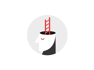 Website Illustration idea for career planning black brain career face illustration ladder planning red white