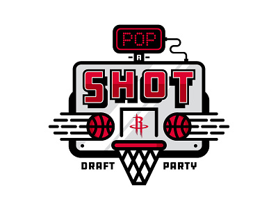 Pop-a-Shot Draft Party Logo basketball hoop houston illustration logo pop a shot rockets