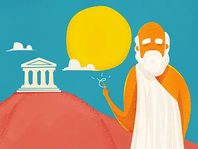 Socrates acropolis ancient character greece greek illustration socrates sun wise