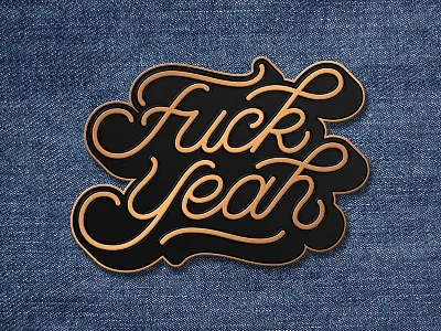 Fuck Yeah! enamel pin fuck monoline pin script shadow yeah
