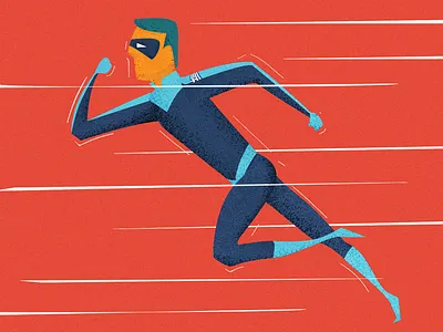 Fast action blue cartoon character fast hero illustraton man run runner styleframe super