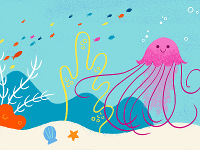 Jellyfish book character coral fish illustration jellyfish kid lit ocean sea shells water