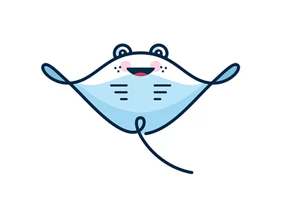 Manta Ray character cute fish gillustration line manta ocean ray sea smile