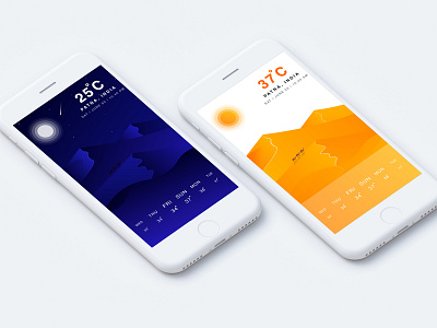 Weather Ui Concept app day illustration interface mobile app night sun ui ux vector weather